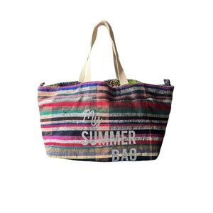 Anthropologie Maud Fourier Reversible Striped Tote NWT Colorful Serape Bag